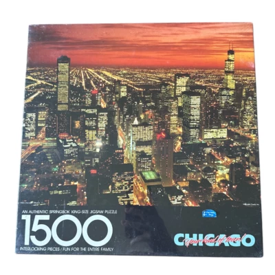 Rompecabezas vintage Springbok 1500 piezas Chicago, Your Kind of Town NUEVO sellado 1983 Foto 1 de 3