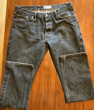 GUSTIN men's California straight Raw Selvidge denim jeans Faded Black 40 X 33