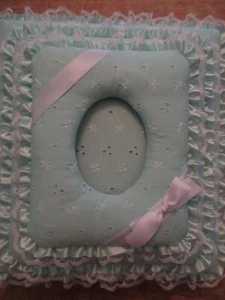 BABY GIRL / BOY Eyelet Custom Personalized Fabric Photo Album / Scrapbook - Aqua - Picture 1 of 3