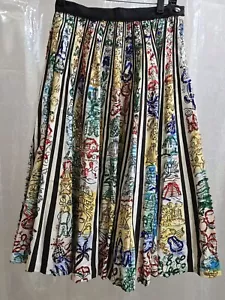 Vintage Beautiful 1 Of A Kind Handmade 26" Waist Pleated Skirt W Sequin Objects - Picture 1 of 7