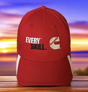 Cappello Berretto Flexfit Nuovo senza etichette Cummins Diesel Every Skill Rosso Bianco Logo Ricamato - Foto 1 di 10