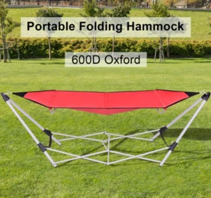 Portable Sturdy Steel Picnic Beach Poolside Camping Hammock w/ Carry Bag Red - Picture 1 of 8