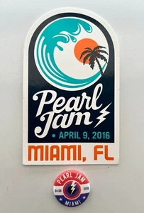 SELTEN PEARL JAM OFFIZIELLES KONZERT EVENT AUFKLEBER & PIN SET MIAMI FLORIDA APR 9 2016 - Bild 1 von 1
