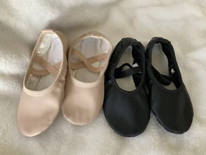 Pink & Black Leather Ballet Shoes Toddler Girl Size 9C LOT 2 Pairs - Picture 1 of 7