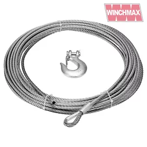 Cuerda/cable de acero 26m x 9,5 mm fijación de tornillos. Gancho de 3/8". Para cabrestantes de hasta 13.500 lb - Imagen 1 de 6