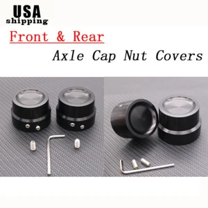 Cubiertas de tuerca de tapa de eje delanteras y traseras para Harley Touring Dyna negras - Imagen 1 de 12