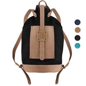 Black Forest Fox Oos Duffle City Shopping Leder Canvas Wander Rucksack Nero - Bild 1 von 9