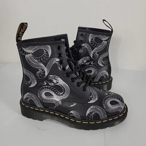 Dr. Martens 1460 Wild Serpent Smooth Black Lace Up Leather Boots Womens Size 5 - Picture 1 of 7