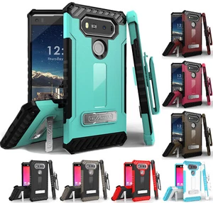 TRI-SHIELD CASE with MAGNETIC KICKSTAND + BELT CLIP HOLSTER + STRAP FOR LG V20 - Picture 1 of 44