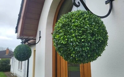 Best Artificial 28cm Green Olive Topiary Grass Wall Hanging Basket Garden Ball