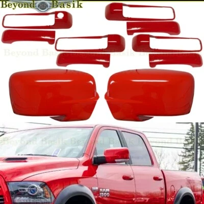 For 2013-2018 Dodge Ram Door Handle COVERS No PSKH+Mirrors W/BTSH PR4 FLAME RED - Изображение 1 из 4