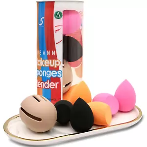 Beauty Blender Makeup Sponge with Holder, Silicone Holder, Travel Essentials (6P - Picture 1 of 12