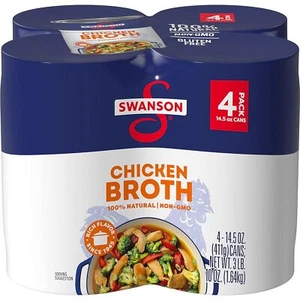 (4 Pack) Swanson 100% Natural Gluten-Free Chicken Soup Broth, Non-GMO, 14.5 Oz - Picture 1 of 5
