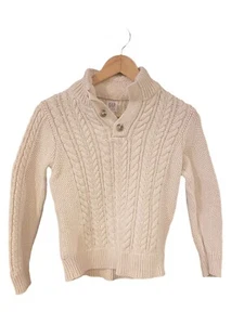 GAP Mock Neck Button Front White Wool Blend Knit Sweater Boys Size M (8) - Picture 1 of 7