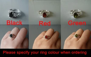 Sterling Silver ring (plated) Size 6 CZ stones, RED, GREEN, #6 - Foto 1 di 4