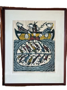 Sadao Watanabe Katazome Print 1992 Framed Japanese Christian Art - Picture 1 of 6