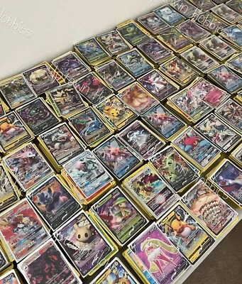 Pokemon Card Lot of 100 Rares And Holos Only + 2 ULTRA RARE (EX, GX, V, VMAX) - Image 1 of 2