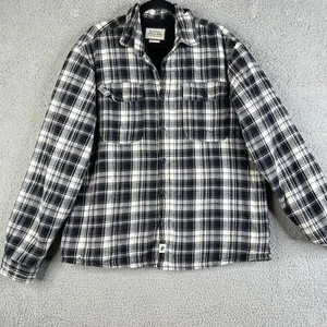 Boston Trader Giacca Uomo XL Plaid Flanella Camicia Shacket Sherpa Foderata Patta Tasca - Foto 1 di 19