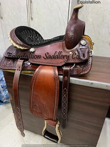 leather western horse riding brown saddle tack with rear cinch - Picture 1 of 3