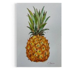 Kitchen fruit original watercolor painting Pineapple Tropical fruit Hand painted - Picture 1 of 14