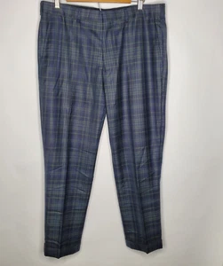 Brooks Brothers Mens Regent Blue Plaid Wool Dress Pants Size 36 Career Preppy - Picture 1 of 9