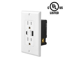 5.8a 18w Type-c USB Charger 15a Wall Power Socket Outlet Receptacle Plate UL TR