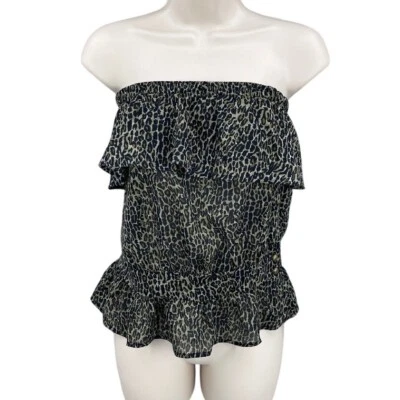Top tubo leopardo Audrey 3+1 mujer L negro Y2K festival femenino volantes años 90 urbano Foto 1 de 4