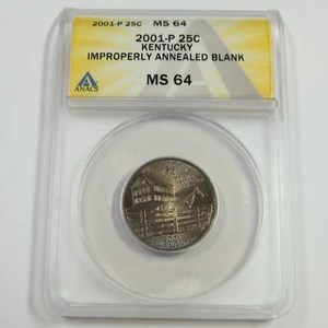 2001 P ANACS MS64 - Improperly Annealed ERROR Kentucky Quarter US Coin 53083A - Picture 1 of 2