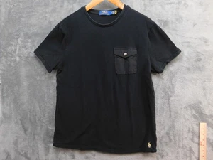 Polo Ralph Lauren Shirt Mens Medium Black Snap Flap Pocket Embroidered Pony - Picture 1 of 16