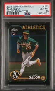 2024 Topps Cromo Logofractor Zack Gelof Negro Refractor/10 RC PSA 10 GEM MT - Imagen 1 de 2
