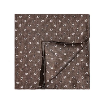 "Bufanda para hombre 100 % seda marrón oscuro patrón lágrima bolsillo cuadrado enrollado a mano 21""" Foto 1 de 4