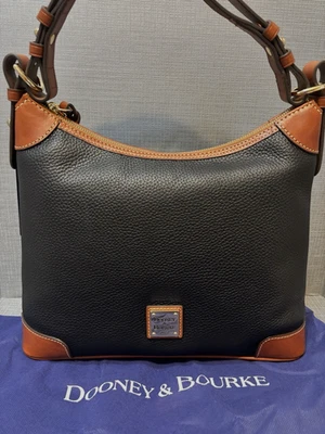 Bolso de Hombro Hobo DOONEY & BOURKE Cuero Guijarro NEGRO NUEVO CON ETIQUETAS $228 R924 Foto 1 de 4