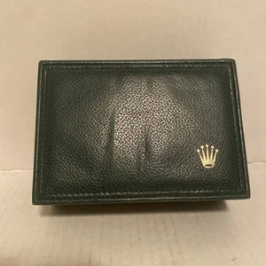 VINTAGE GENUINE ROLEX watch box case 68.00.71 green wood leather - Picture 1 of 9