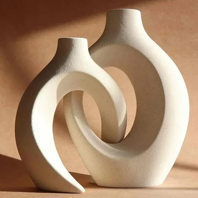 Keramik Blumenvase Vase Blumentopf Keramik Frühling Sommer Beige Nordisches - Bild 1 von 4