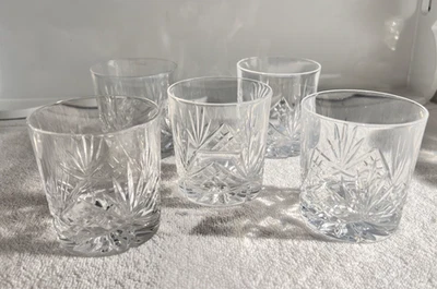 S/5 Edinburgh Crystal Star of Edinburgh Whiskey Glass 8062127 Drinkware Elegant - Image 1 of 4