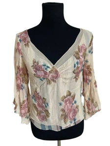 Vintage 90s Y2K The Limited Silk Ethereal Fairy Flatter Sleeve Top Size M - Bild 1 von 5