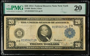 Fr#969 1914 $20 US Blue Seal Federal Reserve Note PMG 20 VF - Picture 1 of 2