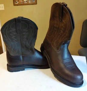 NEW Ariat Western Men's Sz 14 EE Groundbreaker Pull On Work Boots Steel Toe - Picture 1 of 10