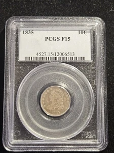1835 P Capped Bust Dime 10c PCGS graded F-15 - Picture 1 of 4
