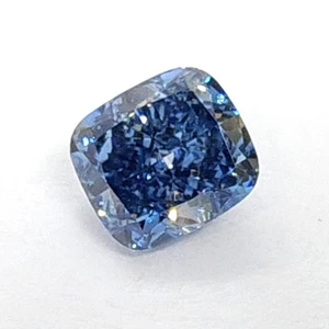 0.50 Ct Fancy Deep Blue VS2 igi Certified Lab Grown Diamond CVD loose CUSHION - Picture 1 of 5