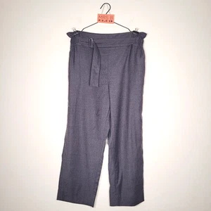 Arket Grey Trousers 10 EU 38 Belt Paperbag High Rise Straight 100% Wool Preloved - Picture 1 of 12