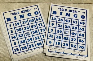 Ephemera Bingo Vintage Cardboard Gold Medal Bingo Game Cards Set of 22 - Picture 1 of 1