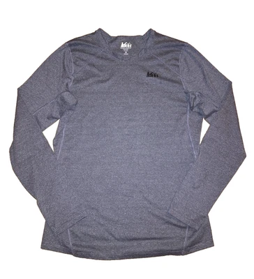 Camiseta para correr REI para mujer talla M manga larga a rayas gris absorbente capa base Foto 1 de 4