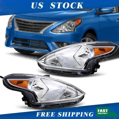Headlights For 2015-2019 Nissan Versa Sedan Halogen Headlamp Assembly Left+Right Foto 1 de 4