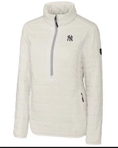 Large Women’s Cutter & Buck MLB New York Yankees Rainier Half-Zip Jacket - White - Picture 1 of 3