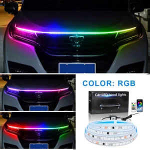 12V RGB LED Car Hood LED Light Strip DRL Daytime Running Light Decor Light Grill - Picture 1 of 20
