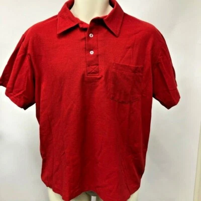 Screen Stars Mens Polo Shirt Red Short Sleeve single stitch USA Vintage L - Image 1 of 4