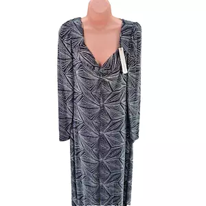 Roman Originals Glitter Twist Stretch Midi Dress Size UK 14 Geometric Silver - Picture 1 of 19