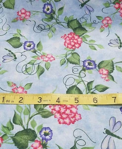 1/4 YDS Quilting Sewing Fabric Picket Fence Morning Glory Daisy Kingdom - Picture 1 of 2