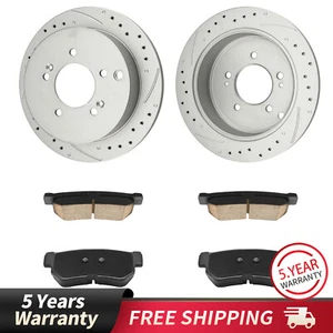 Rotores de freno traseros perforados + pastillas de cerámica para Hyundai Santa Fe Kia Sportage AWD - Imagen 1 de 14
